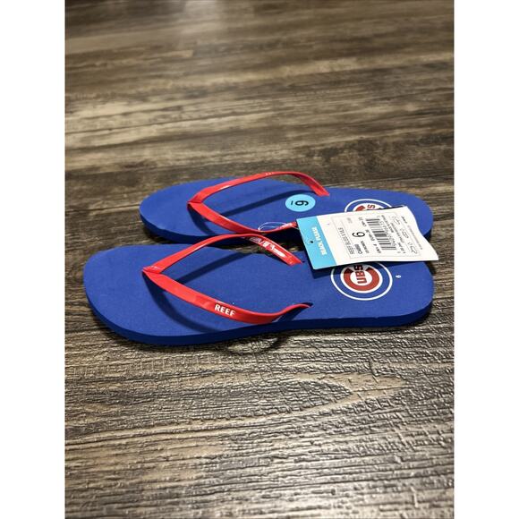 Chicago Cubs Reef Foam Flip Flops Bliss MLB Women’s 6 Blue New Sandals Slides - Picture 1 of 8